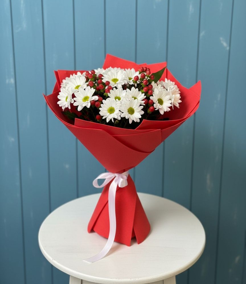 Букет ягоды на снегу в Сухиничах Букет цветов из: Хризантемы в Сухиничах