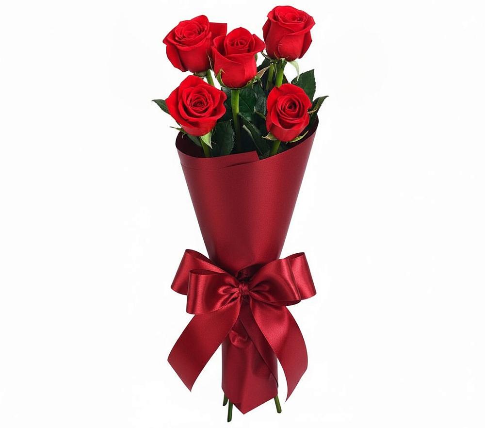 5 Красных роз Эдлесс Лав в Сухиничах Букет 5 Красных роз Эдлесс Лав в Сухиничах