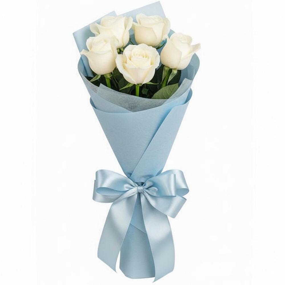 5 Белых роз Проуд в Сухиничах Букет 5 Белых роз Проуд в Сухиничах
