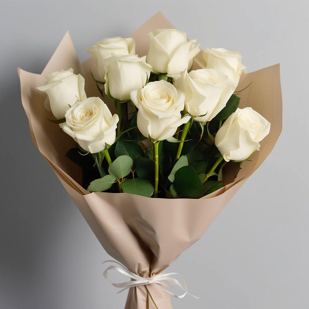 9 Белых роз Эдлесс Лав в Сухиничах Букет 9 Белых роз Эдлесс Лав в Сухиничах