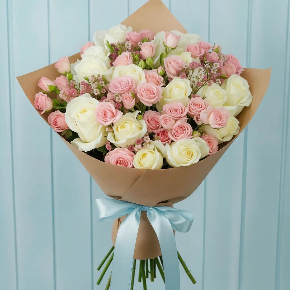 Букет романтичный подарок в Сухиничах Букет цветов из: Розы в Сухиничах