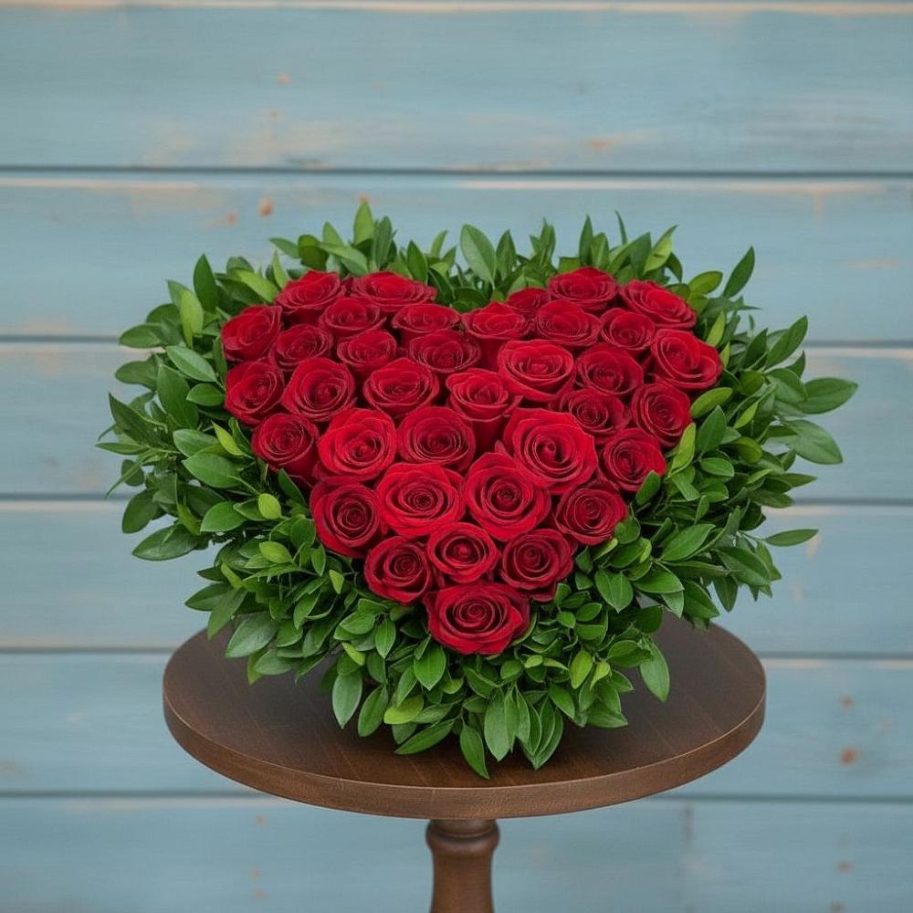 Композиция Сердце в любви в Сухиничах Цветочная композиция из Розы в виде сердца в Сухиничах