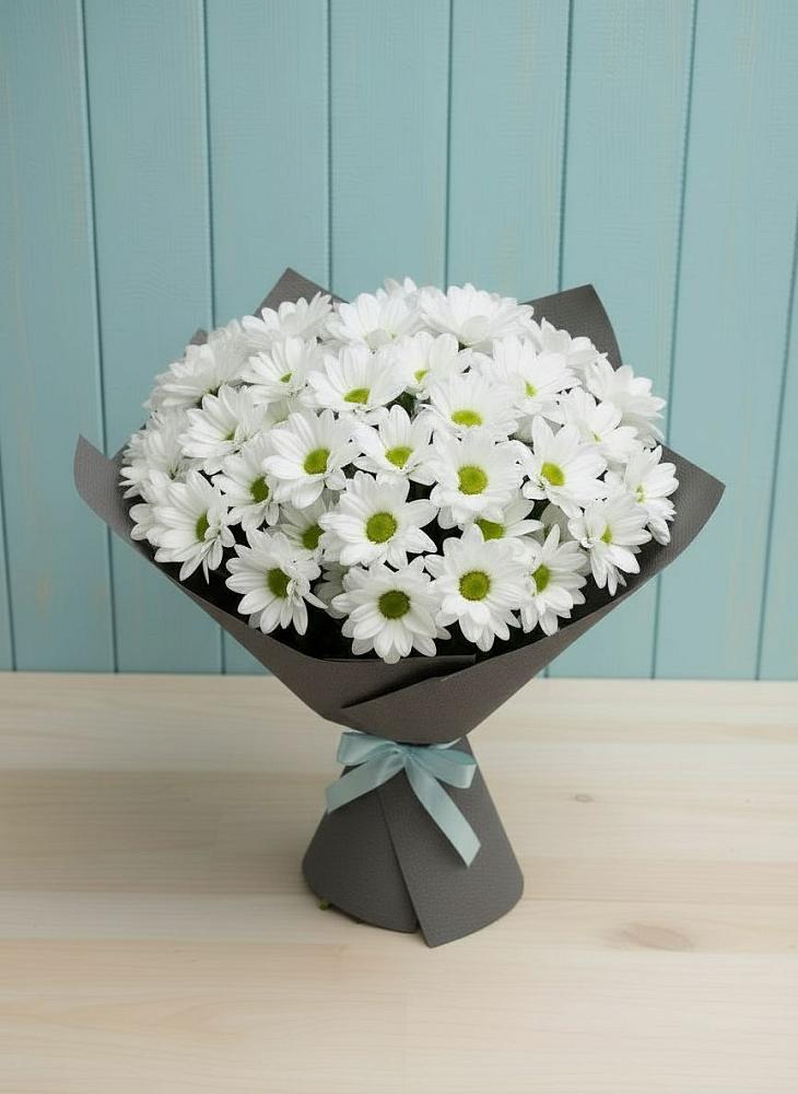 Букет белые хризантемы в Сухиничах Букет цветов из: Хризантемы в Сухиничах