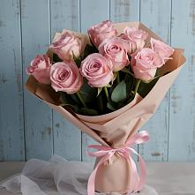 9 розовых роз в Сухиничах Букет цветов из:  Розы в Сухиничах
