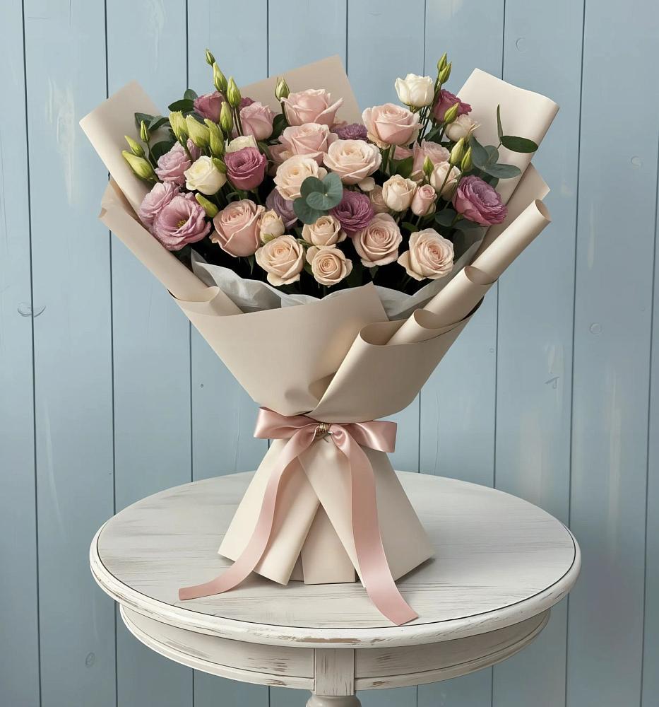 Букет бодрость в Сухиничах Букет цветов из: Розы и Лизиантусы в Сухиничах