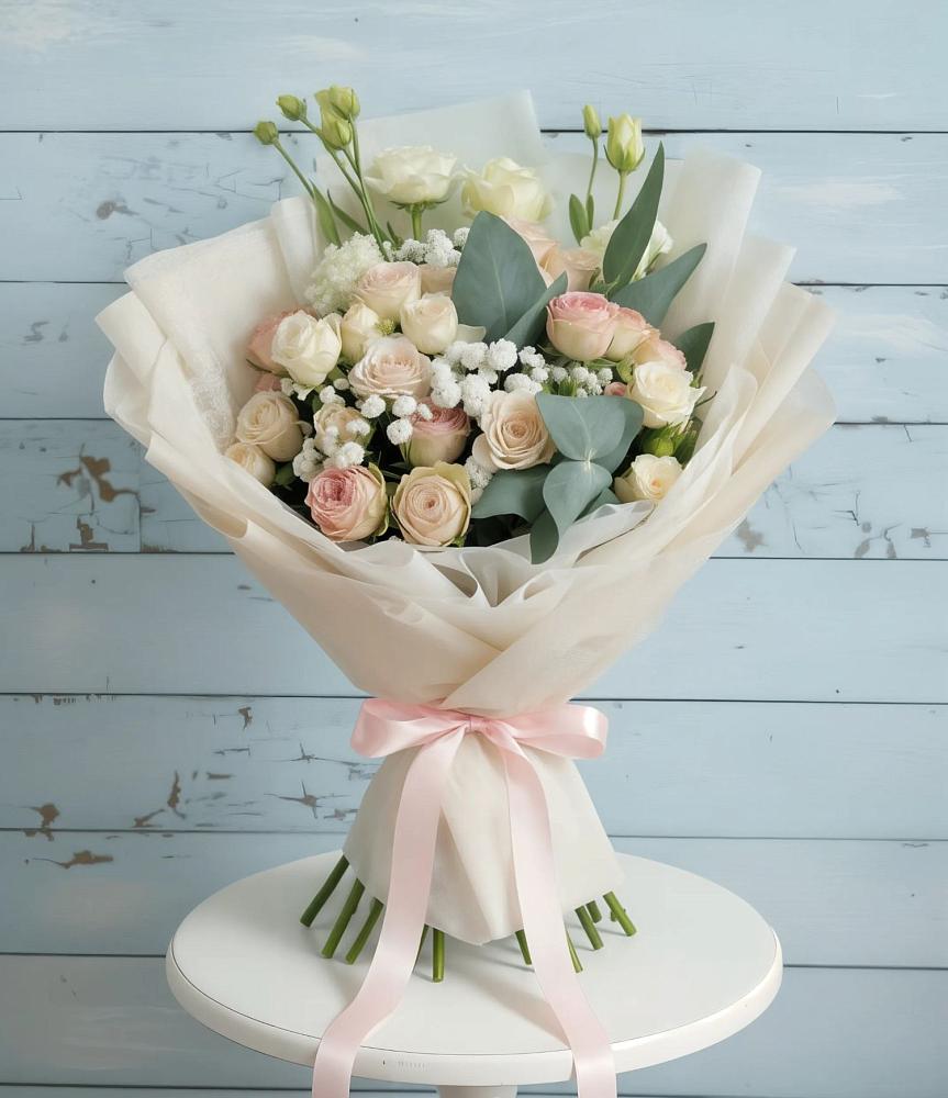 Букет Сказочное воображение в Сухиничах Букет цветов из: Розы и Лизиантусы в Сухиничах