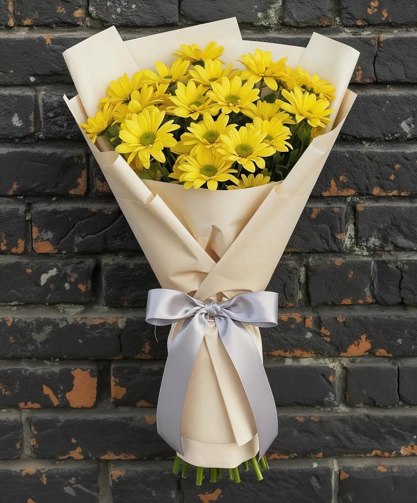 Букет Желтое настроение в Сухиничах Букет цветов из: Хризантемы в Сухиничах